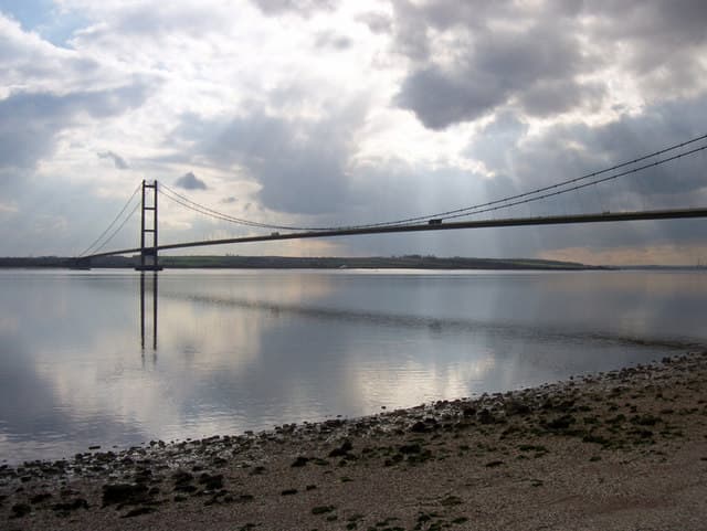 The Humber Bridge from Hessle foreshore, close to the trailhead at Hessle.